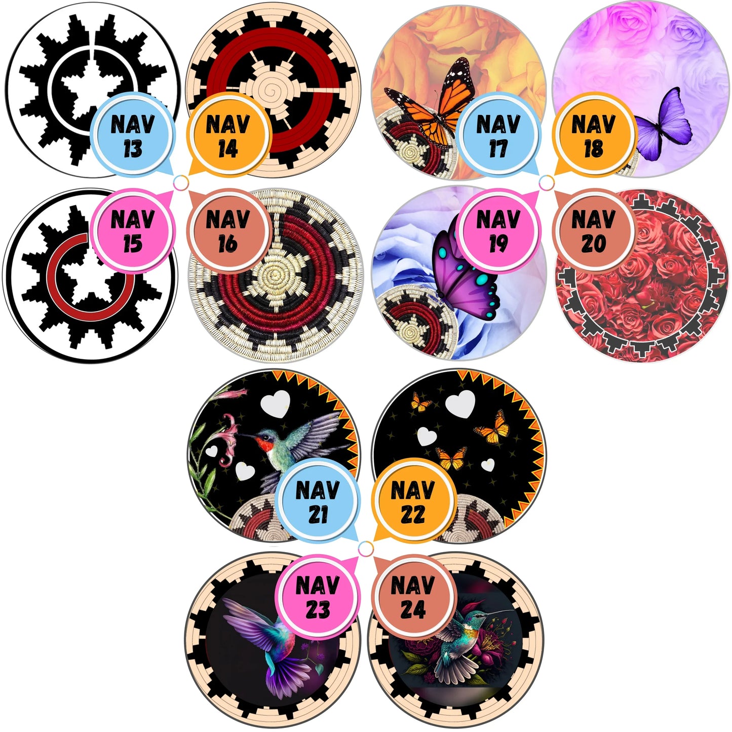 Navajo Themed Cabs - 2 INCH EPOXY STICKER CABS (SINGLE)