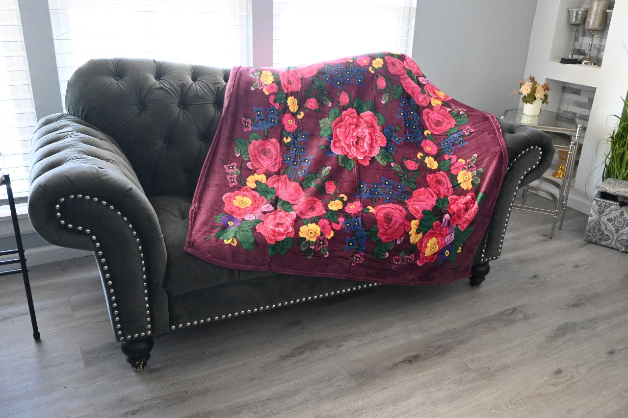 Floral Digital Print Burgandy