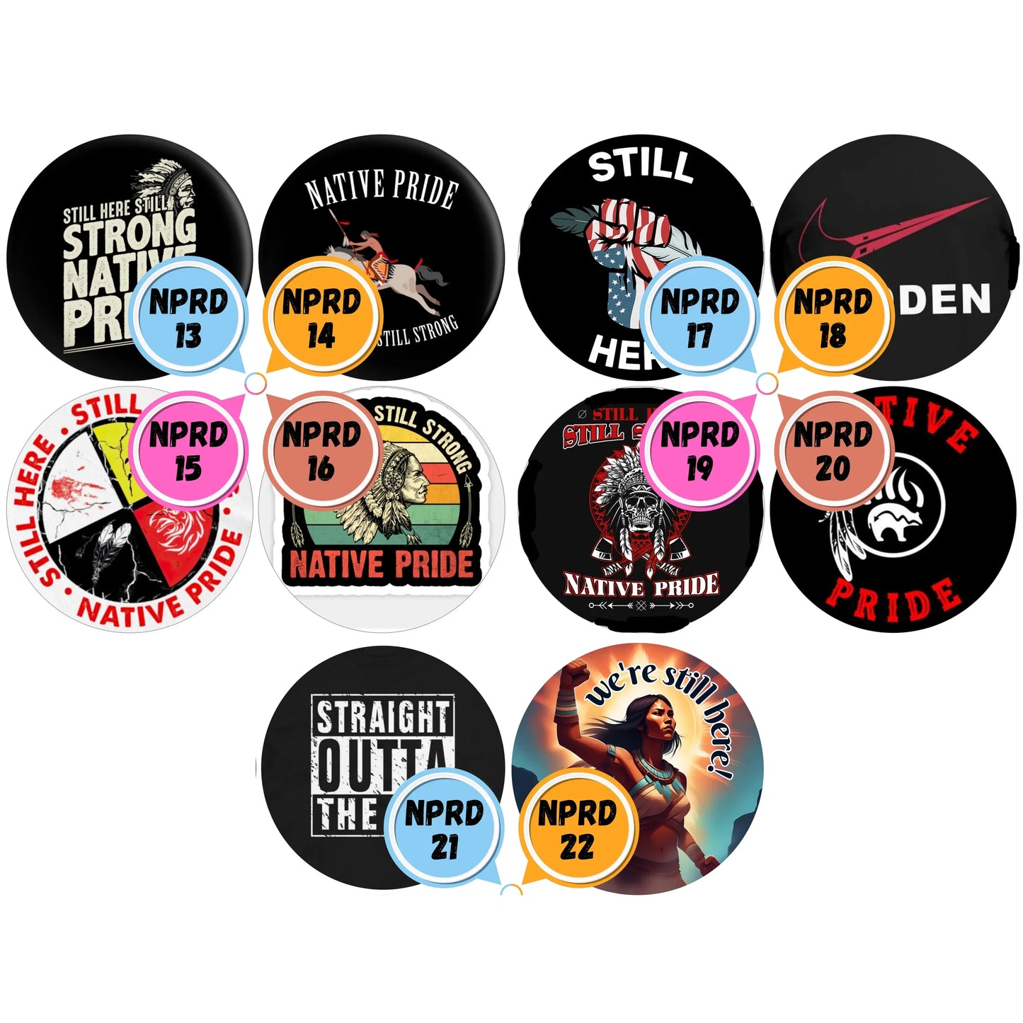 Native Pride Themed Cabs - ½ INCH GLASS CABS (PAIR)