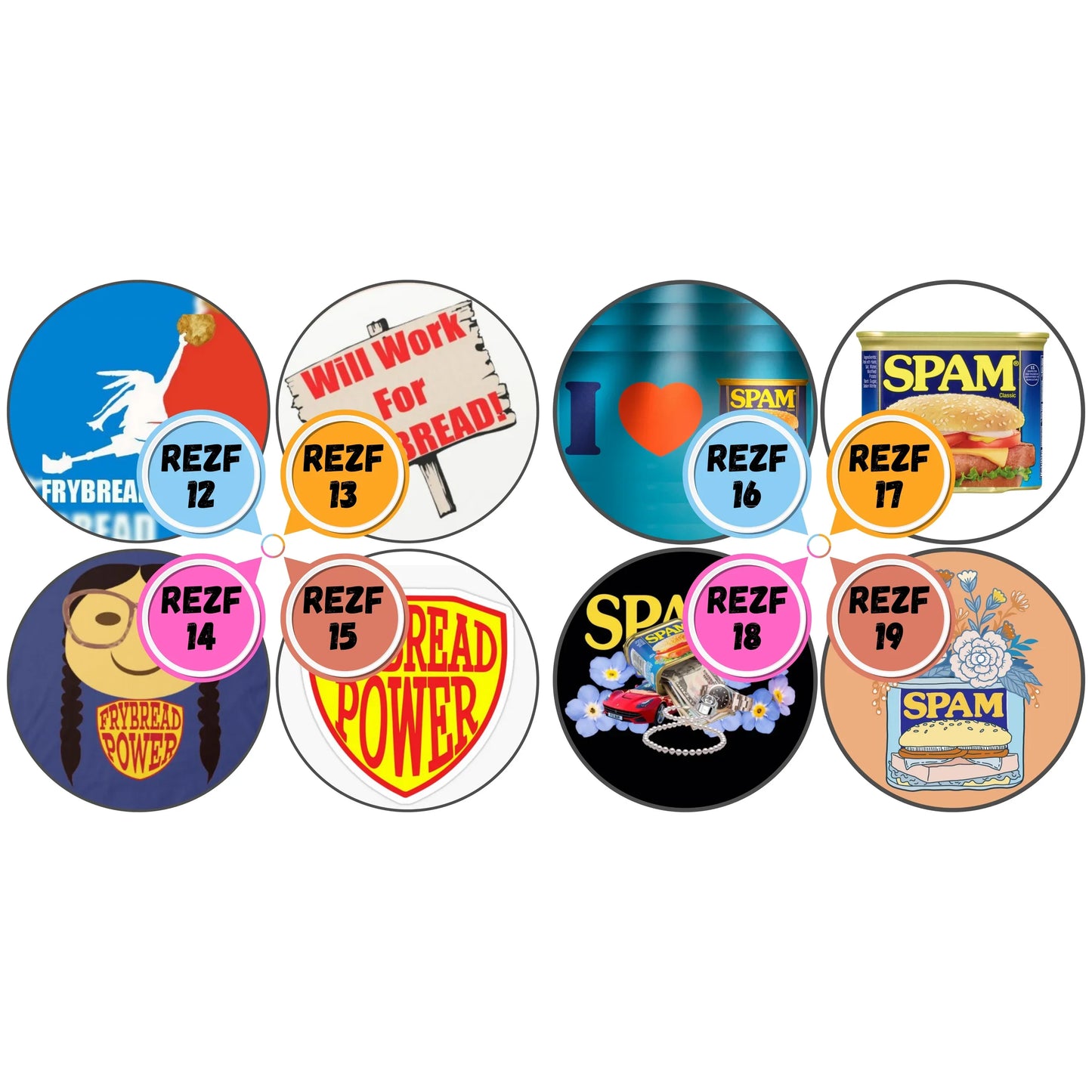 Rezzy Food Themed Cabs - 1½ INCH EPOXY STICKER (PAIR)