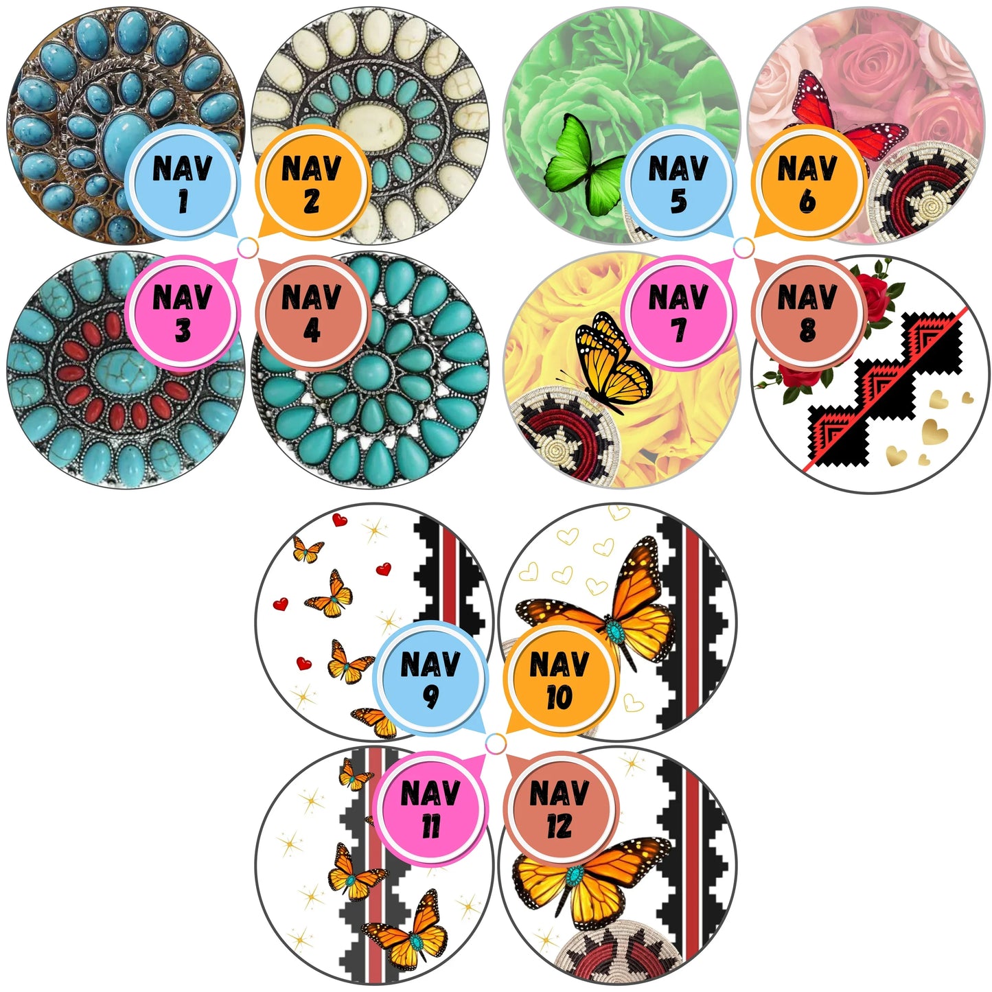 Navajo Themed Cabs - 2 INCH EPOXY STICKER CABS (SINGLE)