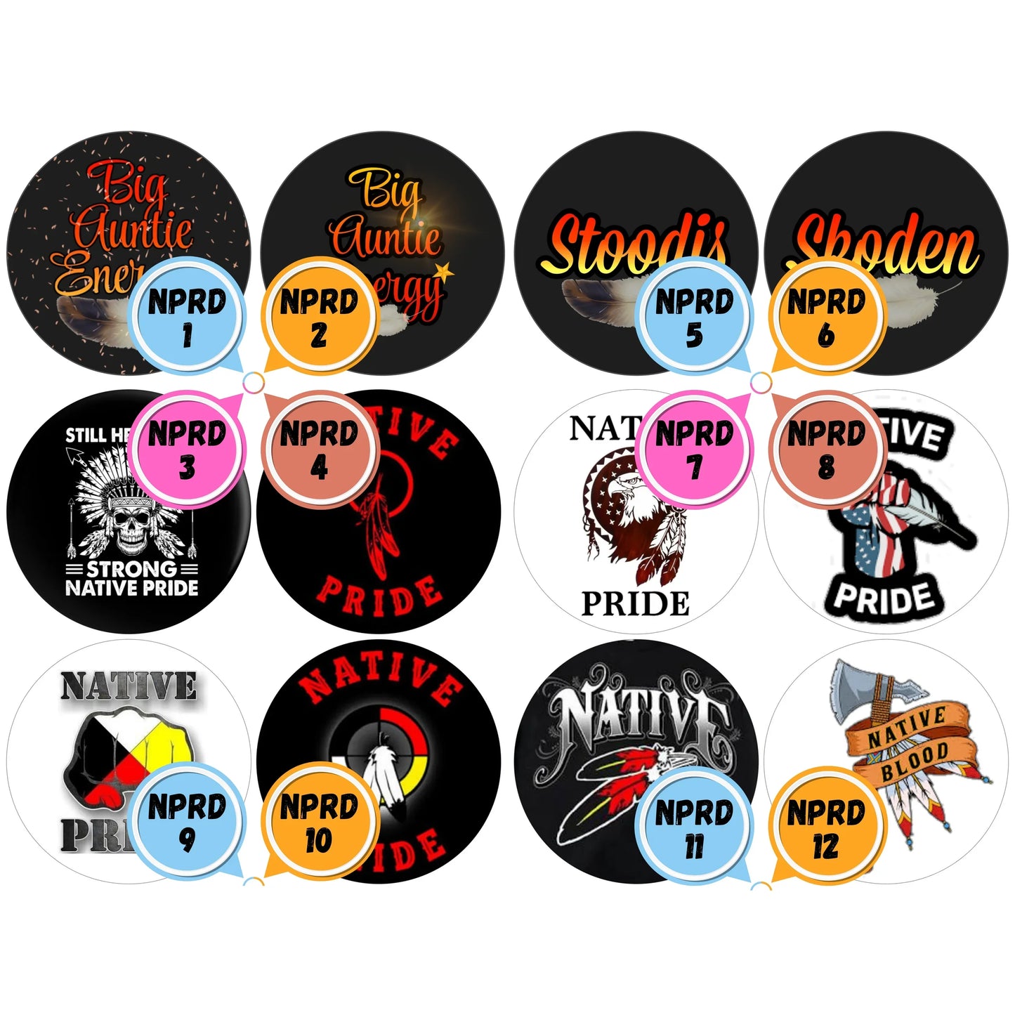 Native Pride Themed Cabs - 1 INCH GLASS CABS (PAIR)