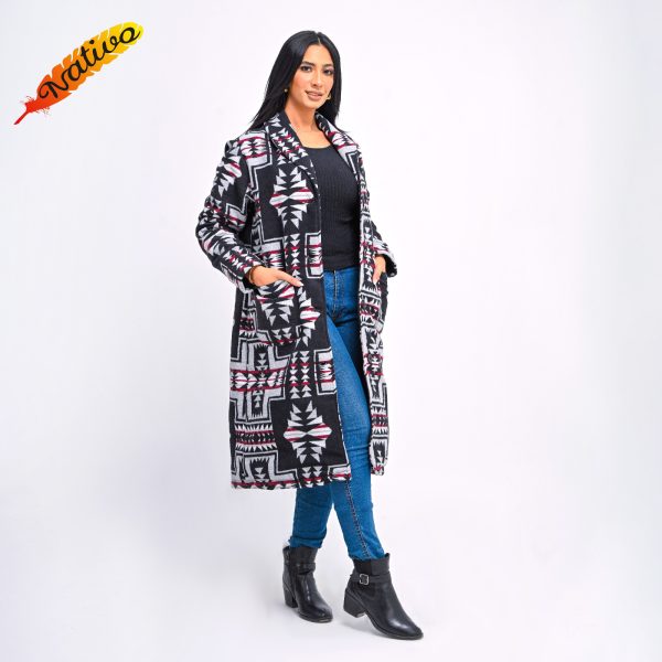 Long Black and Gray Woman's Coat