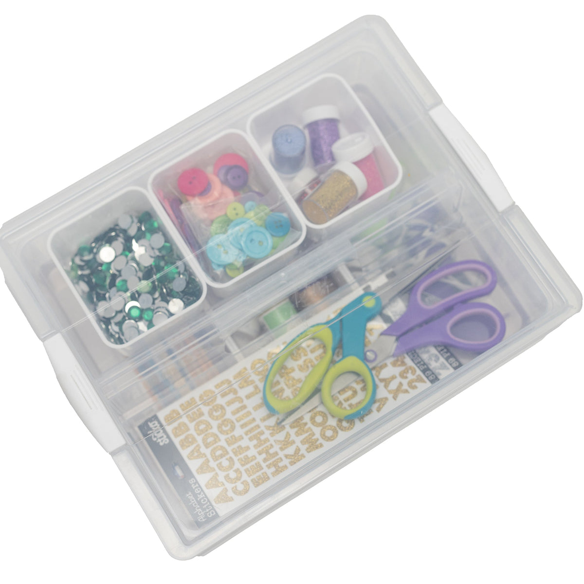 Everything Mary 7-Piece Clear Plastic Craft & Hobby Storage Container – Organizer with Removable Bins for Supplies, Tools, and DIY Projects