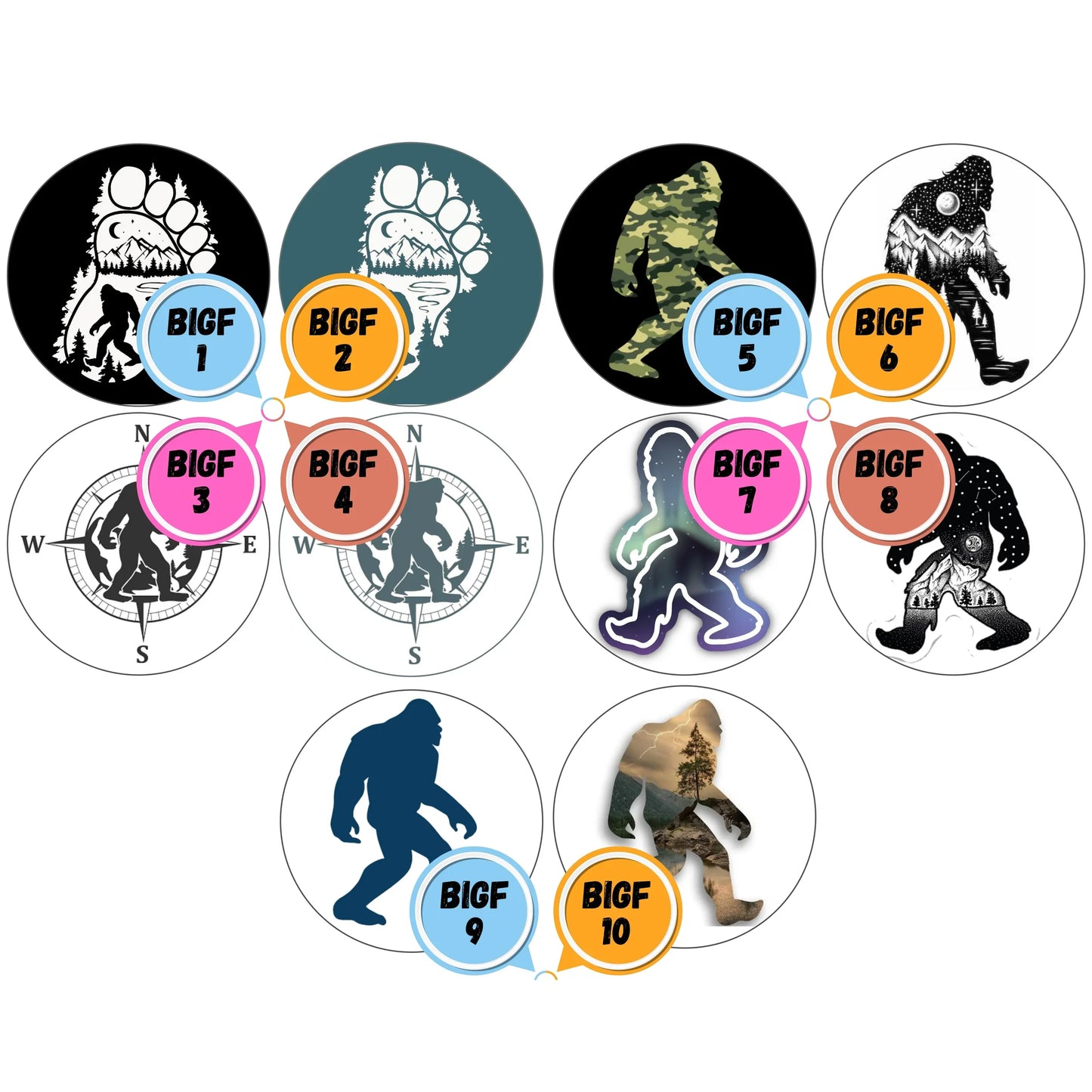 Sasquatch Themed Cabs 1 INCH GLASS CABS (PAIR)