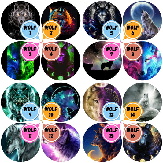 Wolf Themed Cabs - ½ INCH GLASS CABS (PAIR)